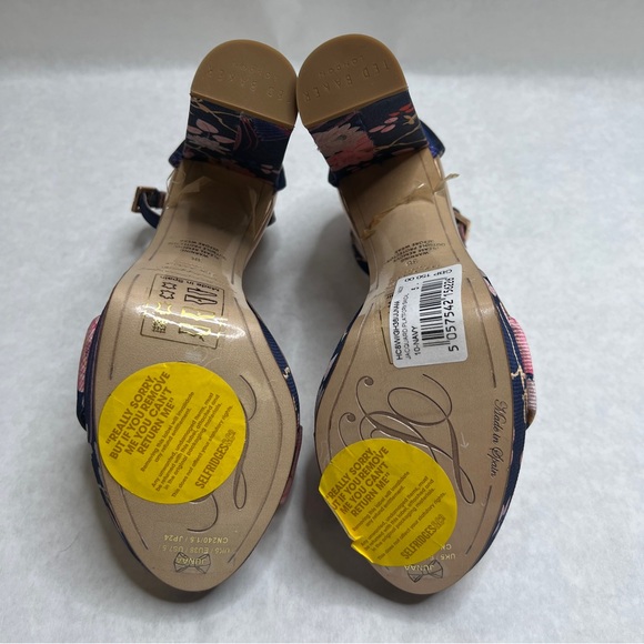 TED BAKER Navy Chinoiserie Junaaa Jacquard Platform Sandals - Sz 38 / 7.5 - Picture 15 of 16